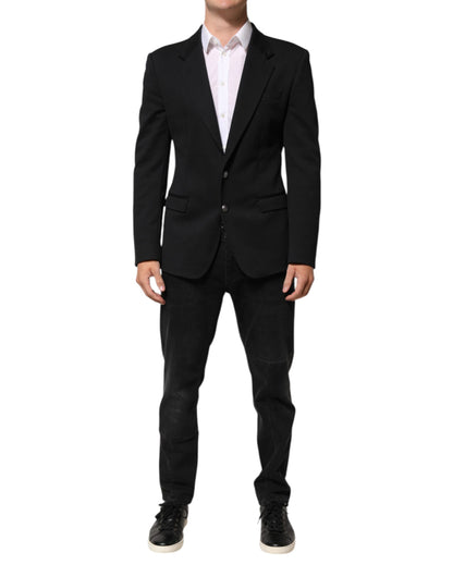 Dolce & Gabbana Dark Blue Cotton Men's Blazer Suit Jacket