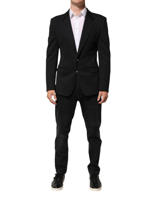Dolce & Gabbana Dark Blue Cotton Men's Blazer Suit Jacket