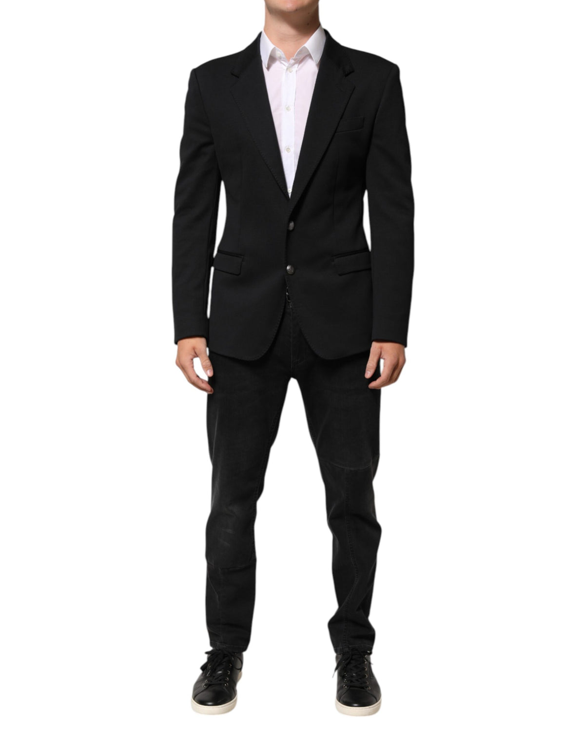 Dolce & Gabbana Dark Blue Cotton Men's Blazer Suit Jacket