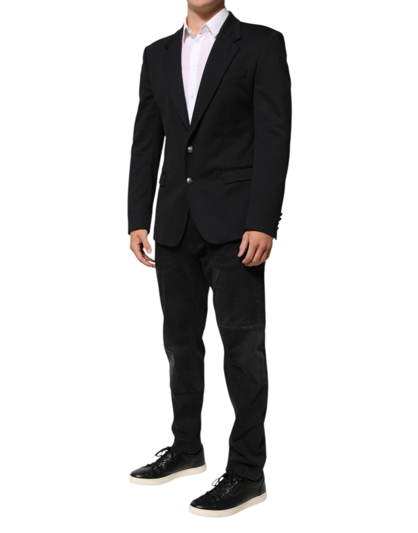 Dolce & Gabbana Dark Blue Cotton Men's Blazer Suit Jacket