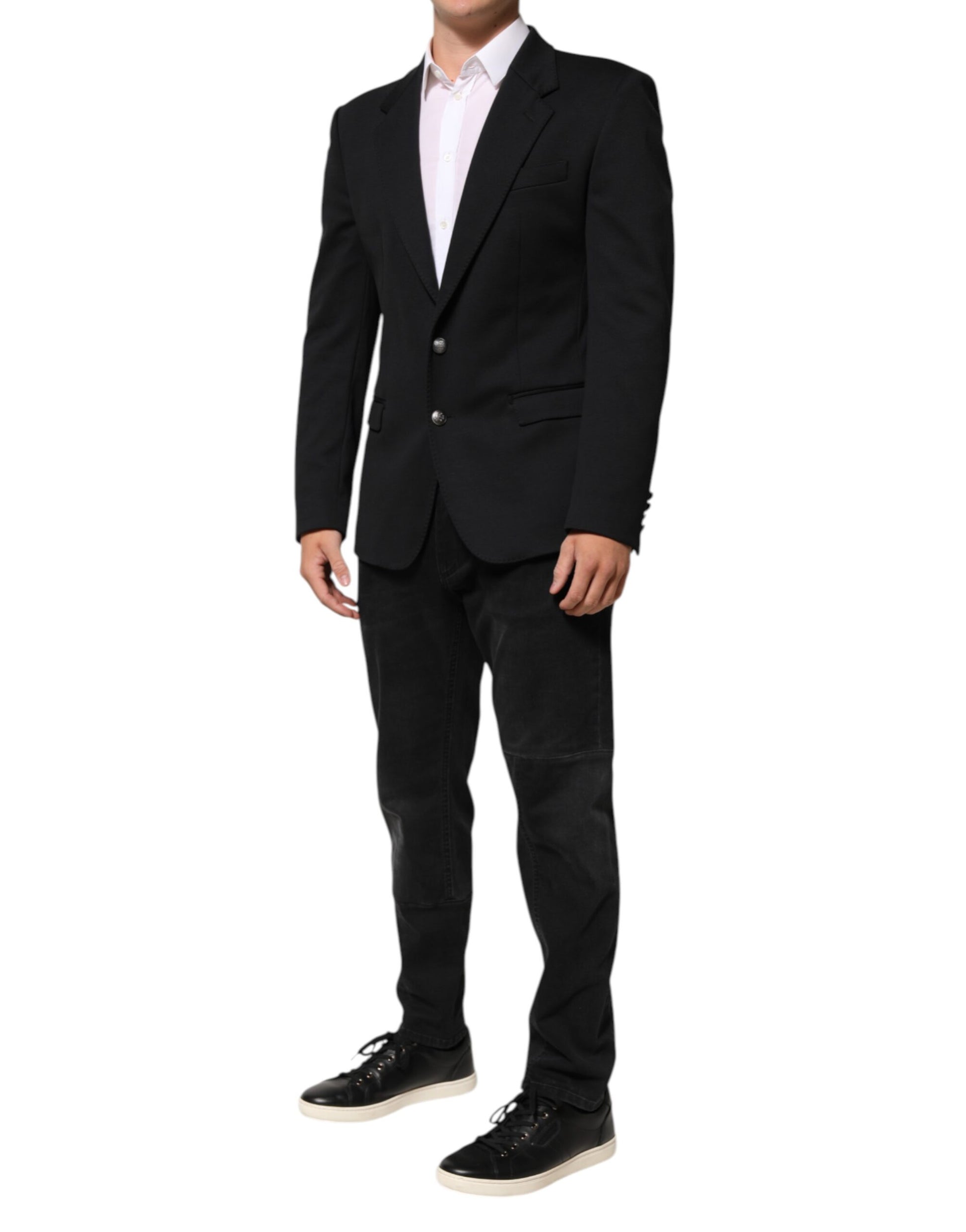 Dolce & Gabbana Dark Blue Cotton Men's Blazer Suit Jacket