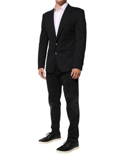 Dolce & Gabbana Dark Blue Cotton Men's Blazer Suit Jacket