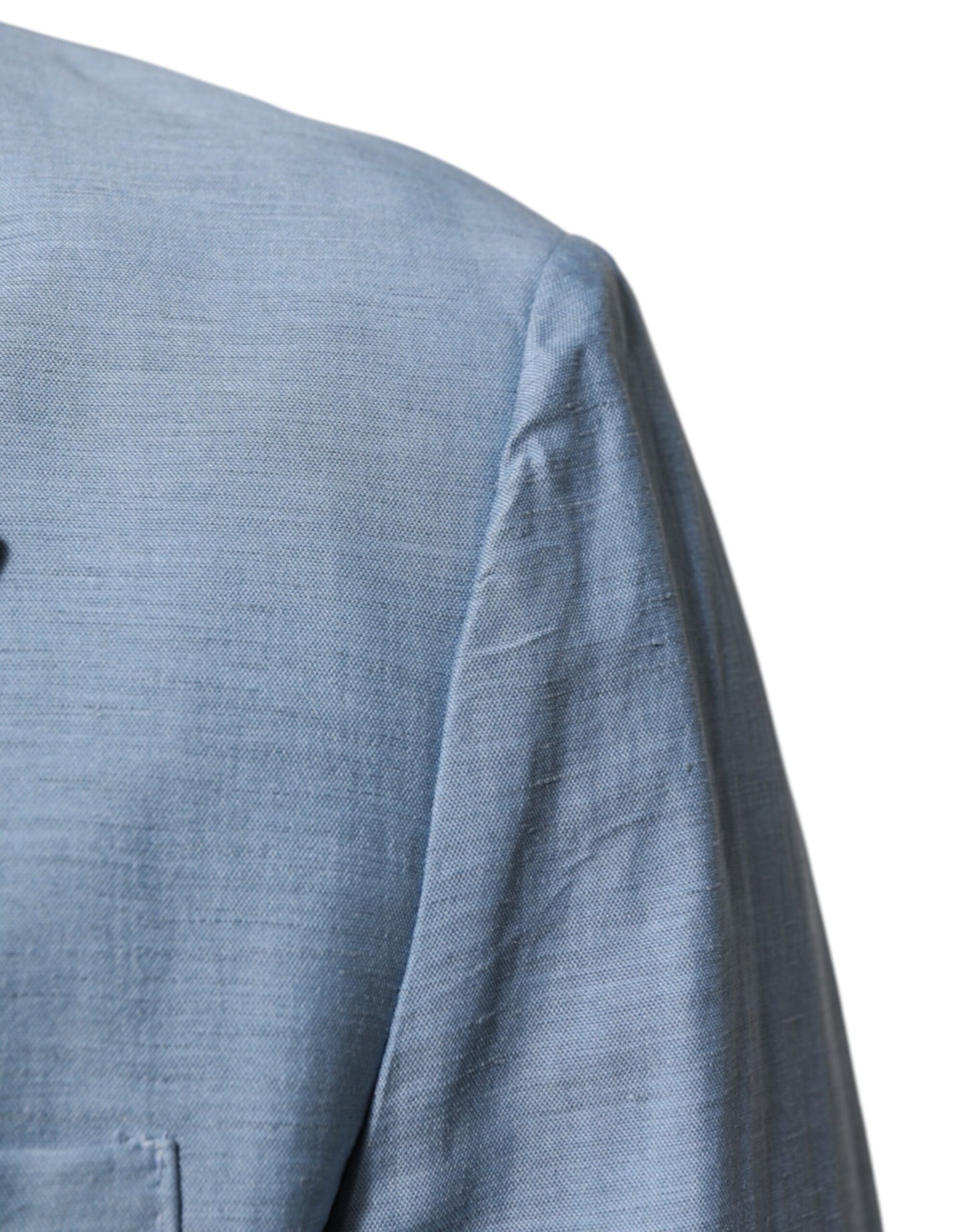 Dolce & Gabbana Light Blue Linen Double Breasted Men's Blazer Jacket