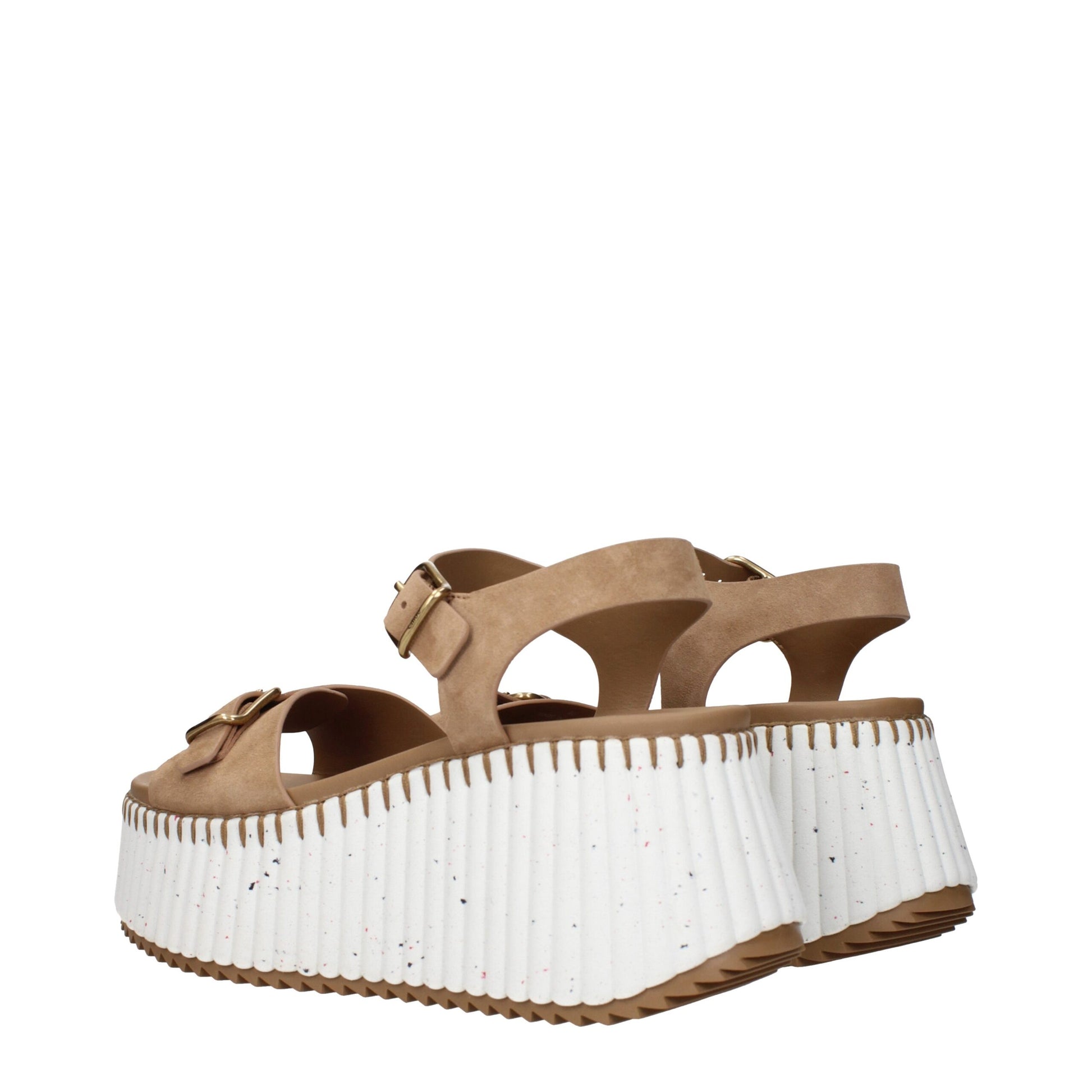 Chloé Nama Brown Leather Wedge Sandals