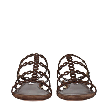 Aquazzura Brown Leather Flat Sandals