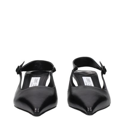Jimmy Choo Black Leather Flat Sandals - Classic Elegance