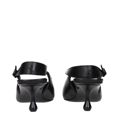 Jimmy Choo Black Leather Flat Sandals - Classic Elegance