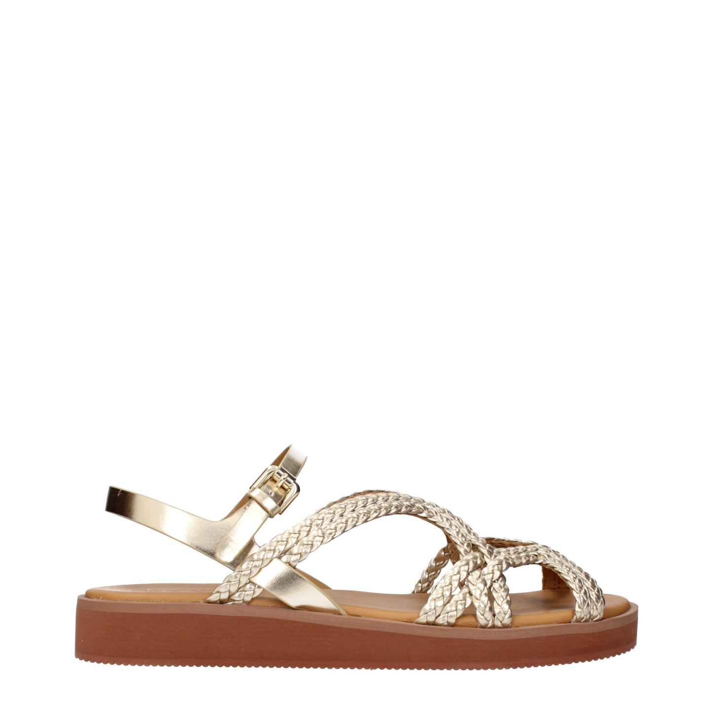 See By Chloé Gold Faux Leather Flat Sandals