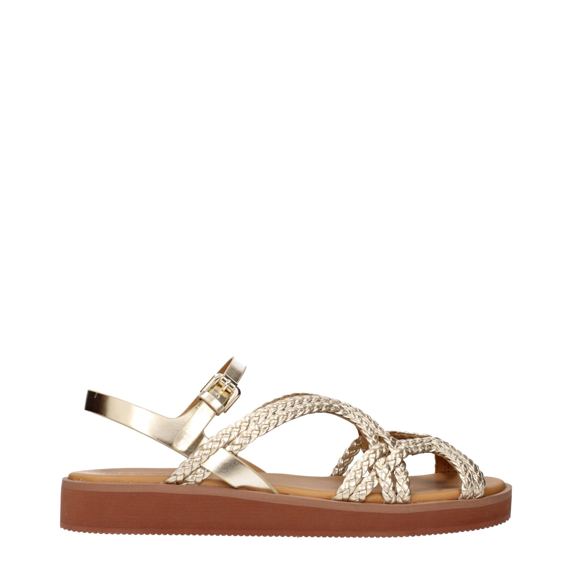See By Chloé Gold Faux Leather Flat Sandals
