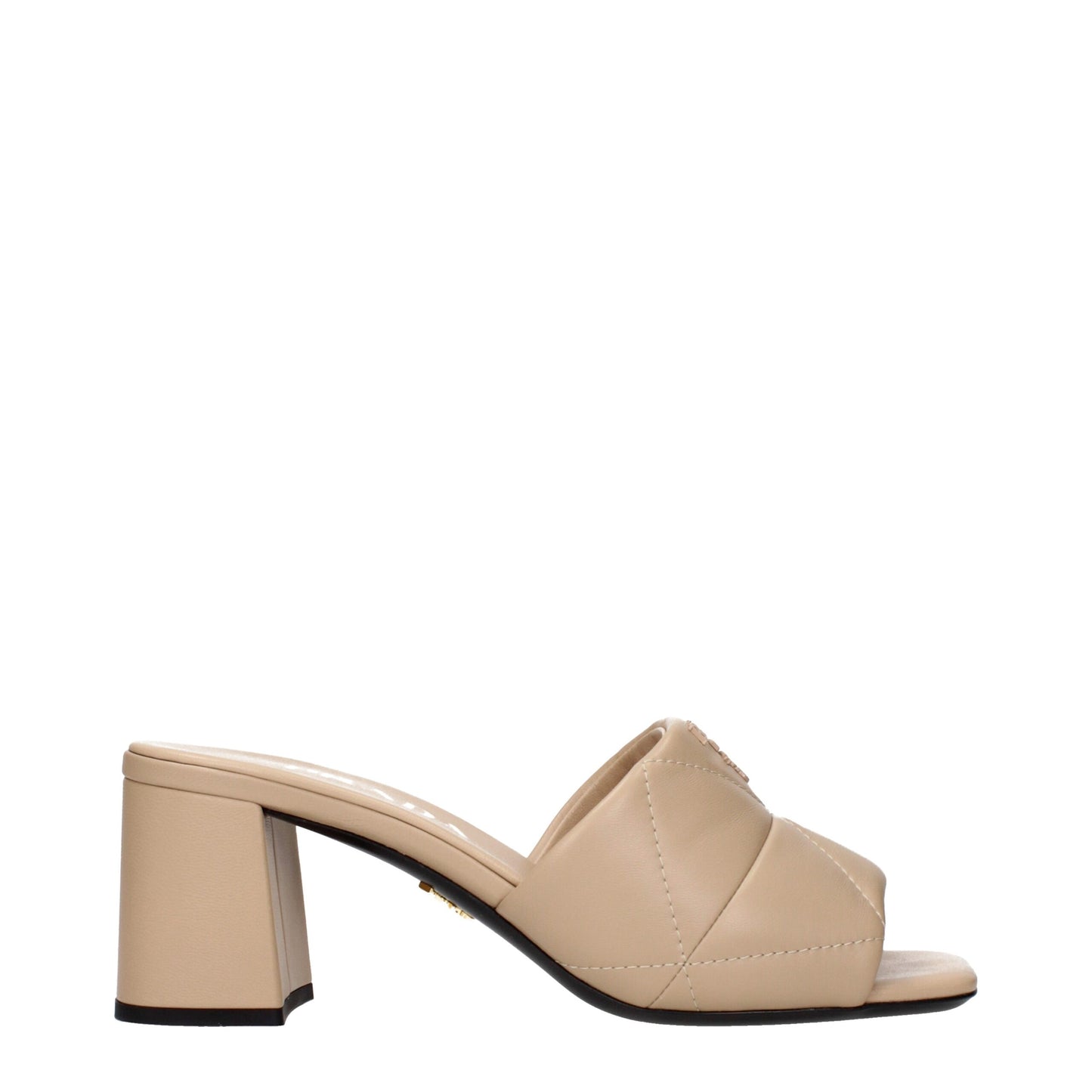 Prada Beige Leather Slip On Sandals