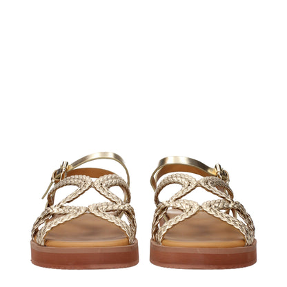 See By Chloé Gold Faux Leather Flat Sandals