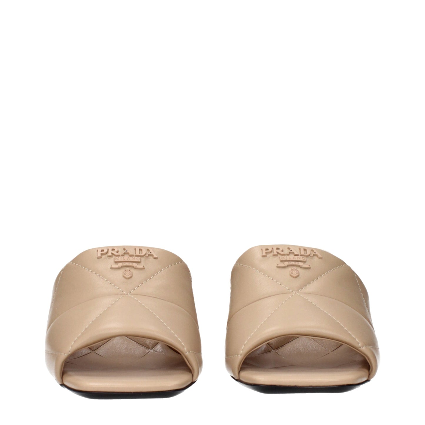 Prada Beige Leather Slip On Sandals