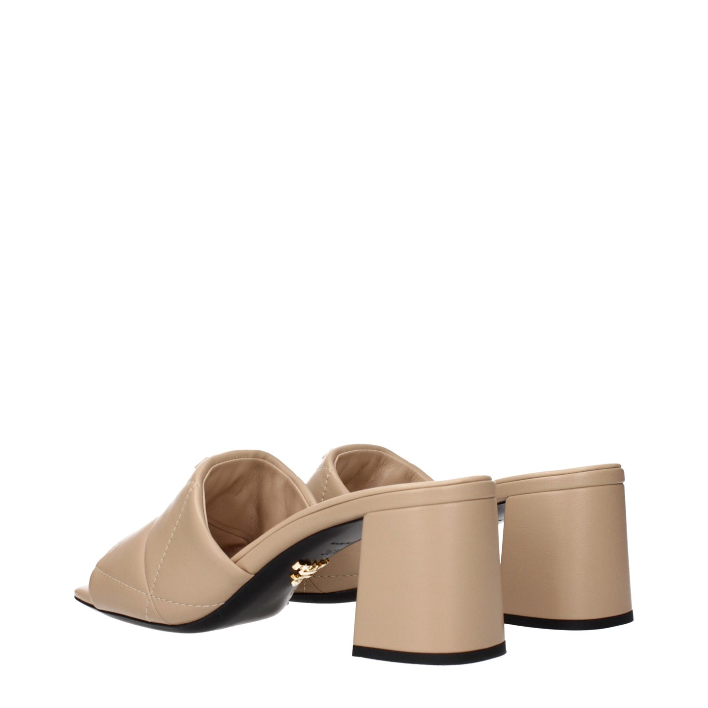 Prada Beige Leather Slip On Sandals