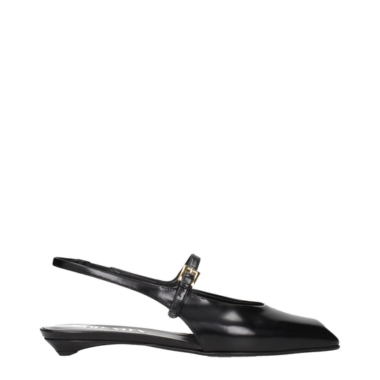 Prada Black Leather Flat Sandals - Elegant Minimalism Redefined
