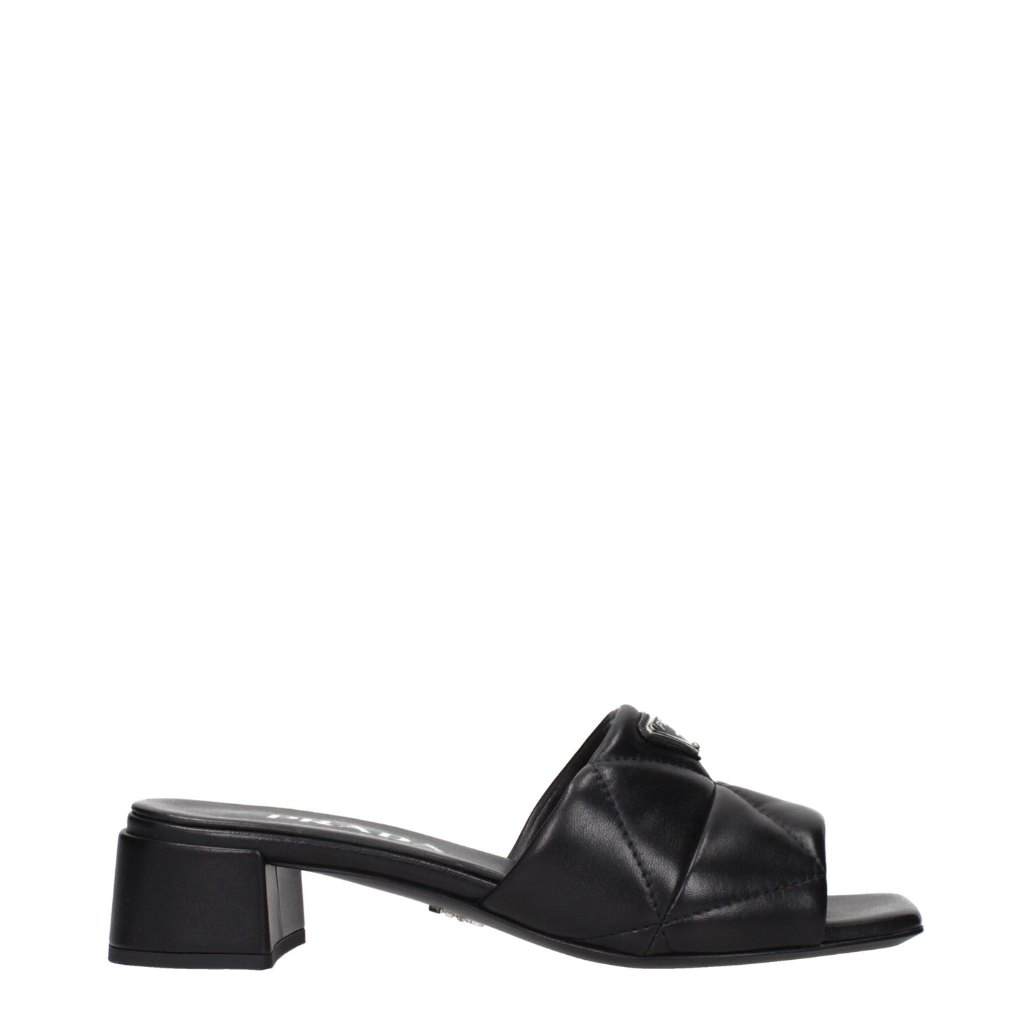 Prada Black Leather Flat Sandals for Women