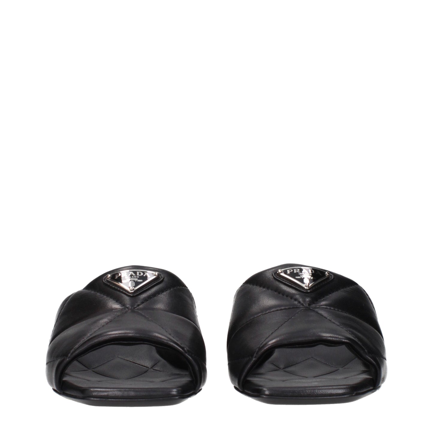 Prada Black Leather Flat Sandals for Women
