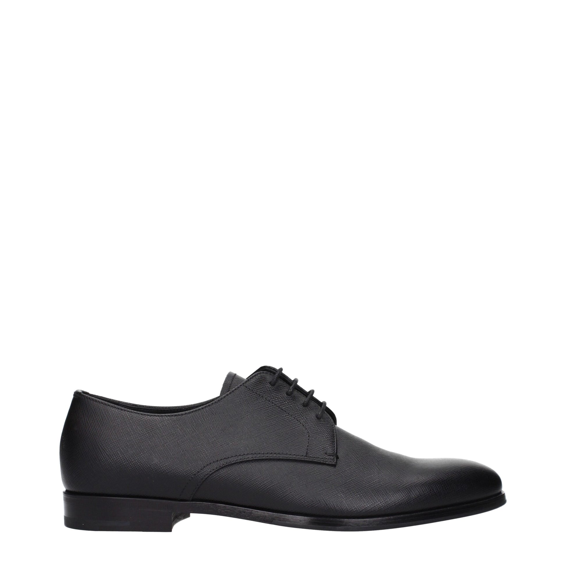 Prada Black Leather Oxfords & Derbies for Men