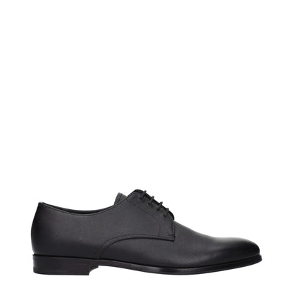 Prada Black Leather Oxfords & Derbies for Men