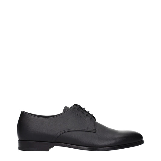Prada Black Leather Oxfords & Derbies for Men