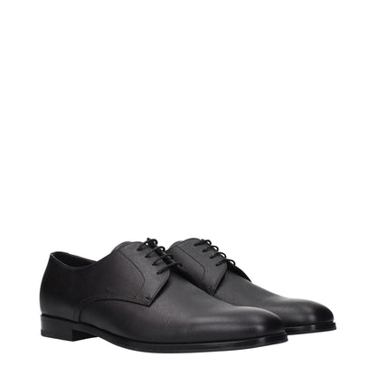 Prada Black Leather Oxfords & Derbies for Men