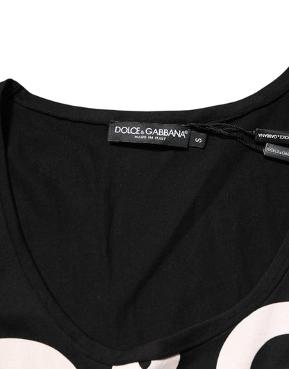 Dolce & Gabbana Black Cotton Sleeveless Tank Top with DG Logo