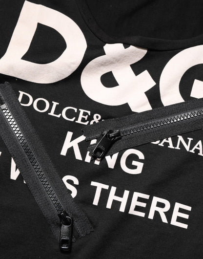 Dolce & Gabbana Black Cotton Sleeveless Tank Top with DG Logo