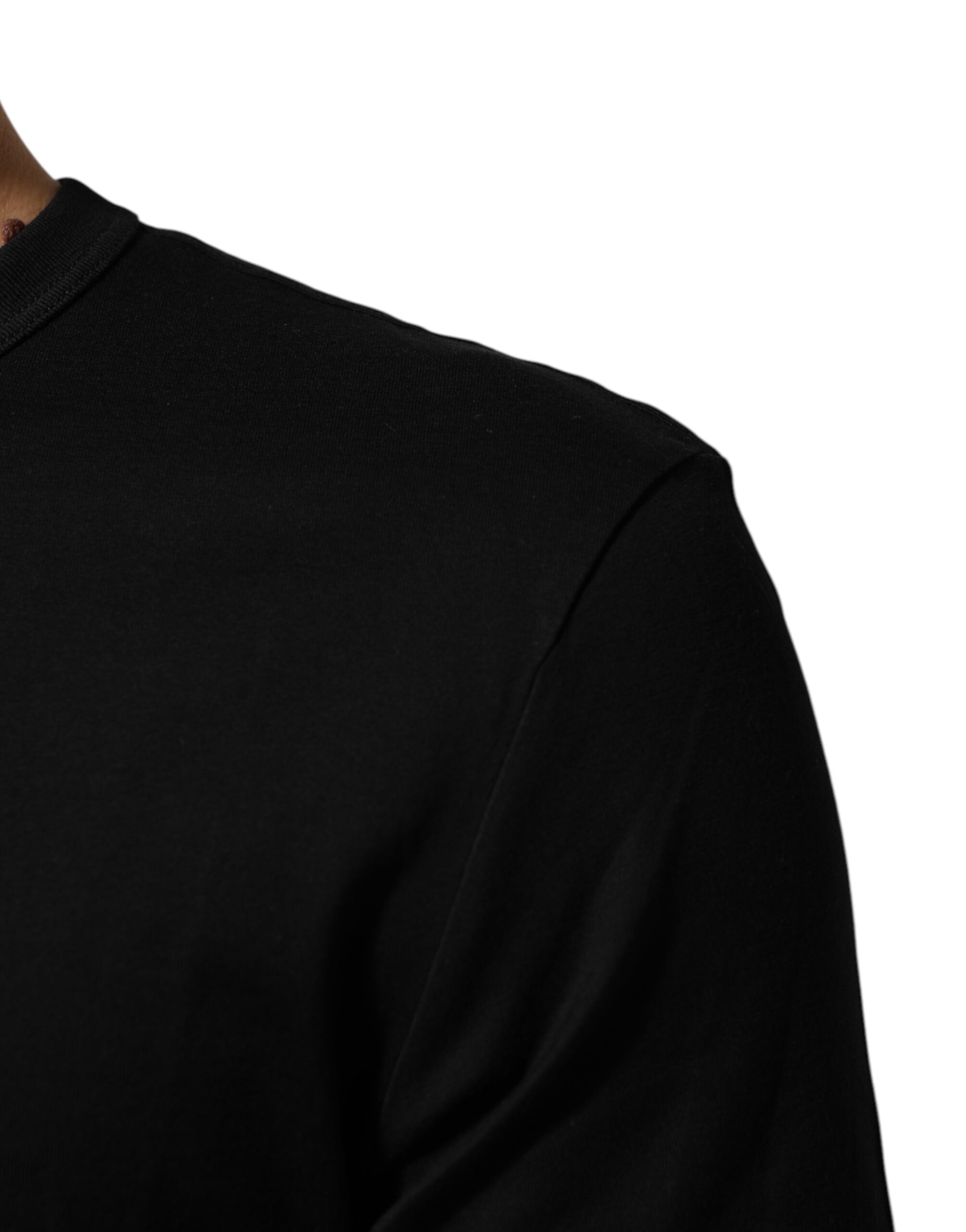 Dolce & Gabbana Black Cotton Velvet Logo Print Men's T-shirt
