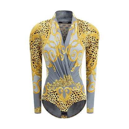 Versace Leopard Draped Bodysuit