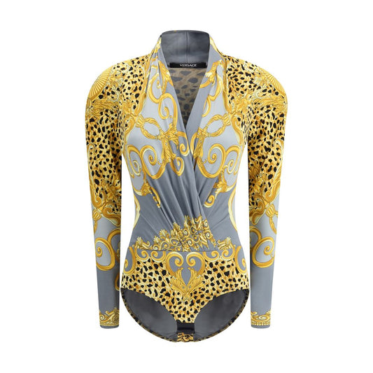 Versace Leopard Draped Bodysuit