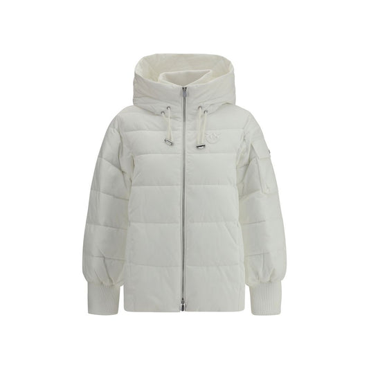 PINKO White Logo Down Hooded Puffer Jacket