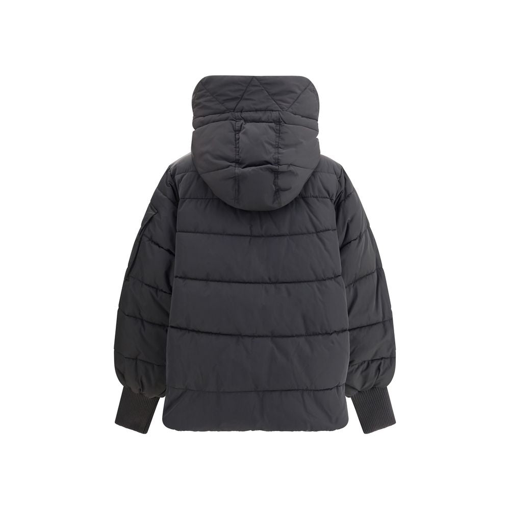 PINKO Black Logo Down Hooded Puffer Jacket