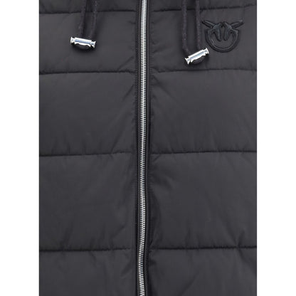 PINKO Black Logo Down Hooded Puffer Jacket