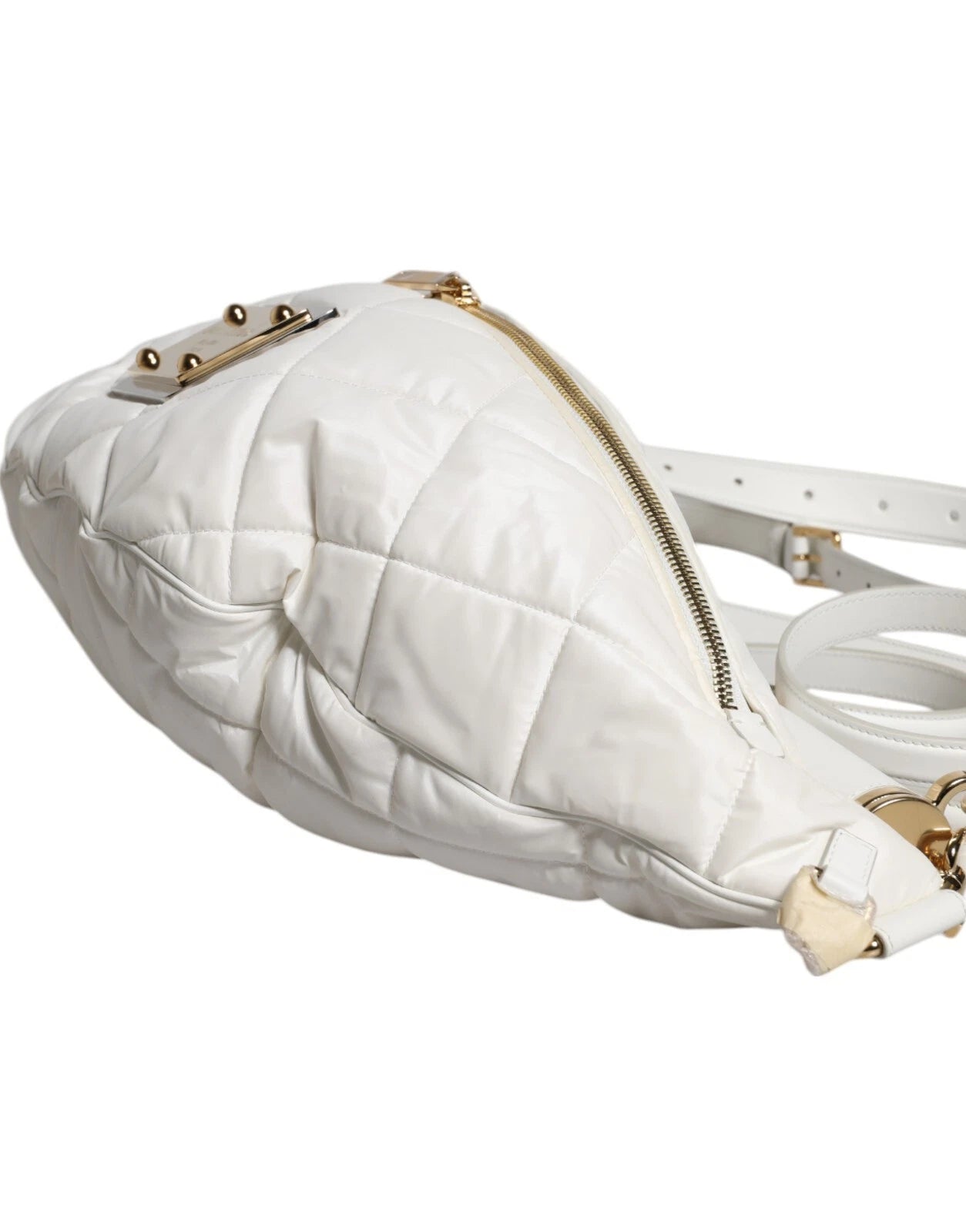 Dolce & Gabbana White Quilted Logo 90's Sicily Bum Bag
