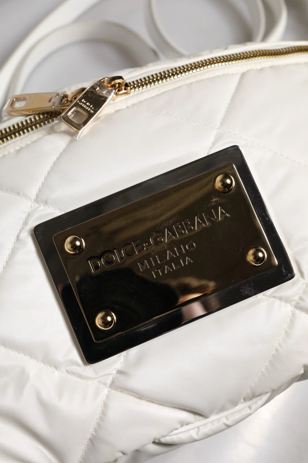 Dolce & Gabbana White Quilted Logo 90's Sicily Bum Bag