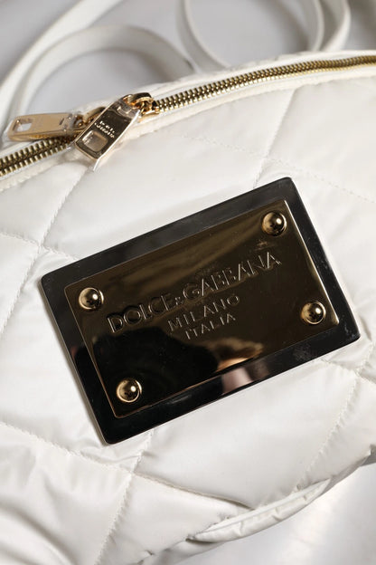 Dolce & Gabbana White Quilted Logo 90's Sicily Bum Bag