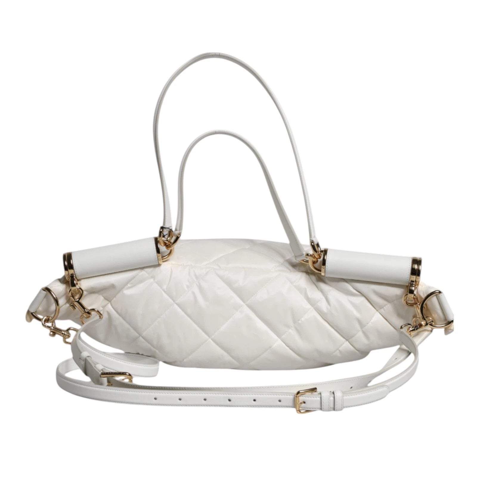 Dolce & Gabbana White Quilted Logo 90's Sicily Bum Bag