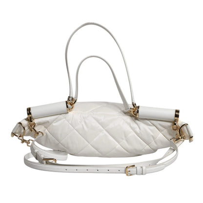Dolce & Gabbana White Quilted Logo 90's Sicily Bum Bag