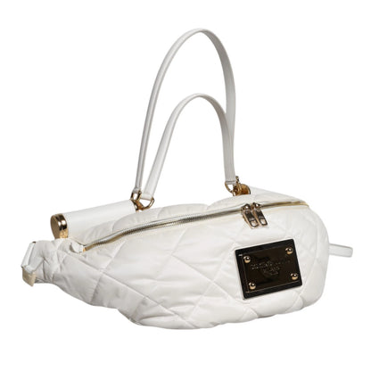Dolce & Gabbana White Quilted Logo 90's Sicily Bum Bag