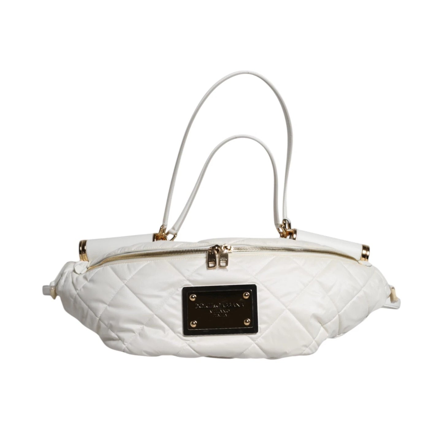 Dolce & Gabbana White Quilted Logo 90's Sicily Bum Bag