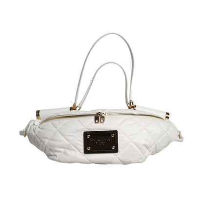 Dolce & Gabbana White Quilted Logo 90's Sicily Bum Bag