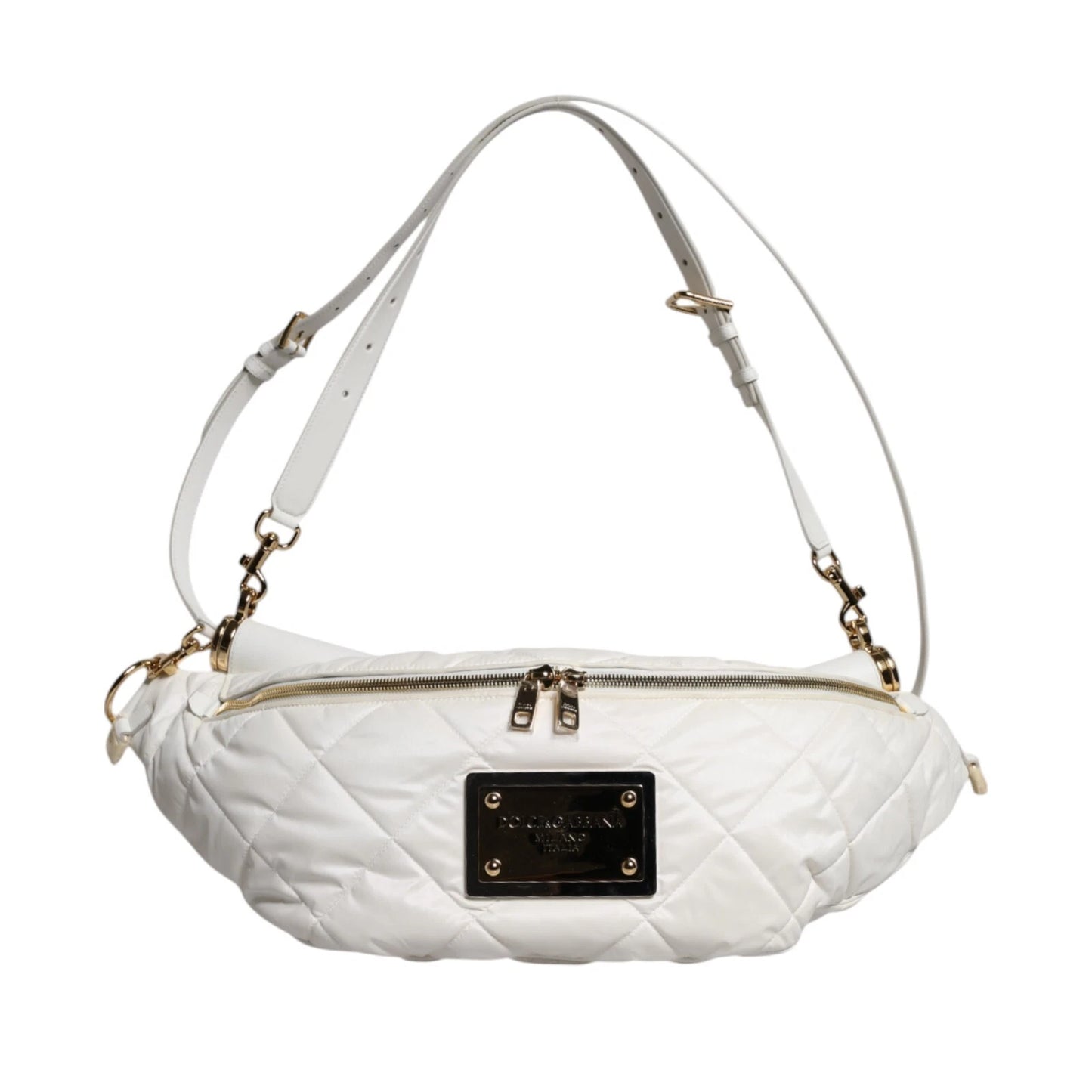 Dolce & Gabbana White Quilted Logo 90's Sicily Bum Bag