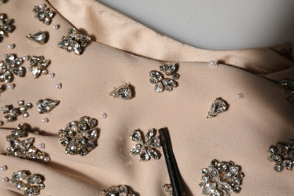 Dolce & Gabbana Nude Ecru Beaded Crystal Embellished Dress