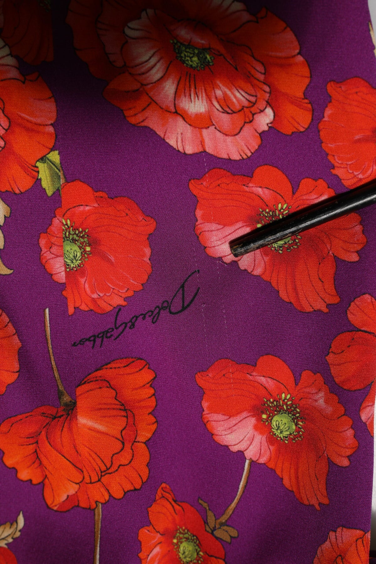 Dolce & Gabbana Purple Silk Floral Print Midi Sheath Dress