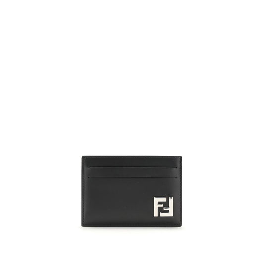Fendi Black Leather Slim Squared FF Card Holder for Men