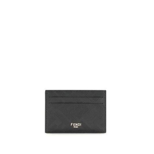 Fendi Black Leather Slim Shadow Card Holder for Men