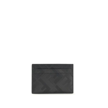 Fendi Black Leather Slim Shadow Card Holder for Men