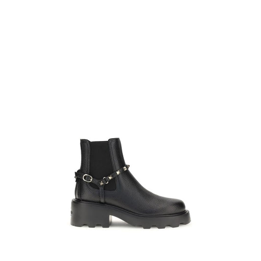 Valentino Garavani Leather Ankle Boots – A Fusion of Grit and Sophistication
