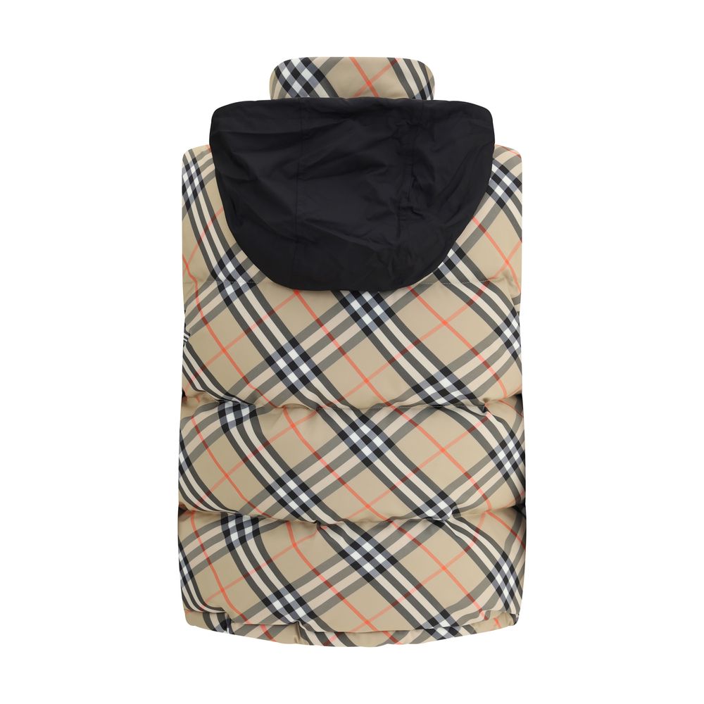 Burberry Hooded Check Gilet Down Jacket for Women