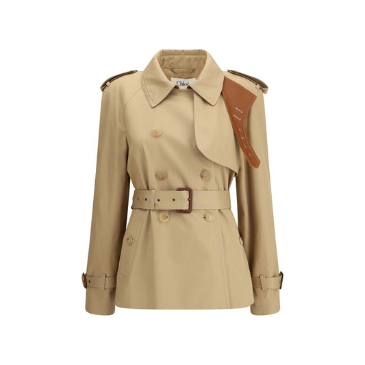 Chloé Beige Short Cotton Gabardine Trench Coat
