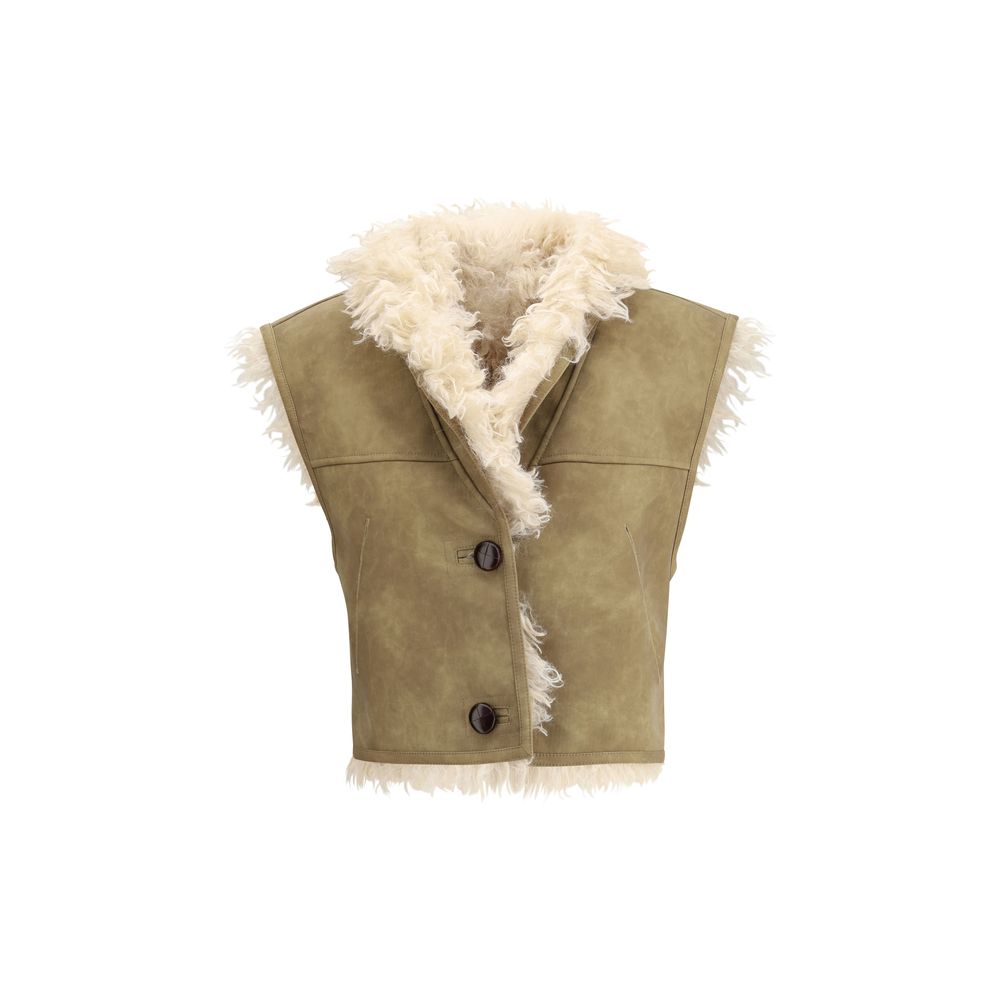 Marant Etoile Clara Gilet in Shearling Faux Leather